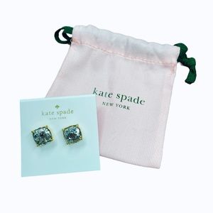 Kate Spade New York Silver Glitter Earrings & Dustbag